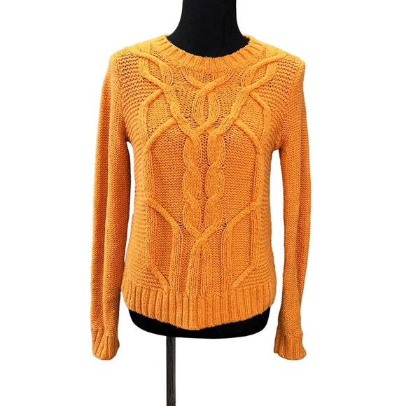 Abercrombie & Fitch Sweaters - Abercrombie & Fitch Cable Knit Sweater Gold Orange Crewneck size S Women